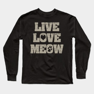 Live Love Meow Cute Funny Cat Long Sleeve T-Shirt